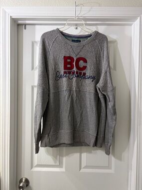 Best Company Men's Gray Crewneck Sweatshirt with Red and Blue